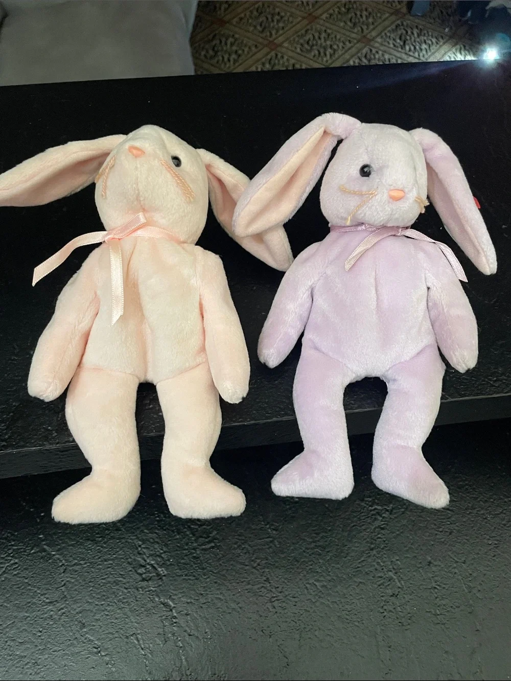 1996 Ty Plush Bunny Pastel Pink & Lavender Hoppity & Floppity Rare